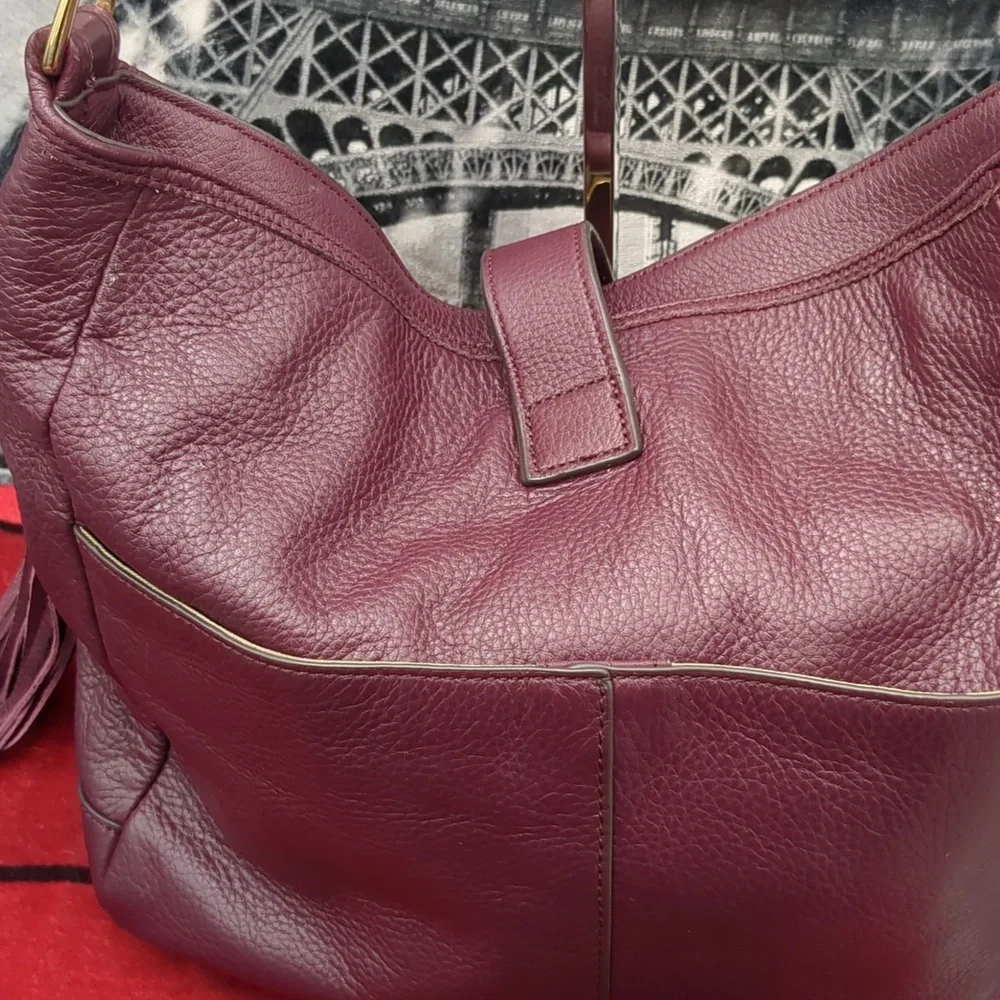 G.I.L.I. Burgundy Leather Hobo Bag